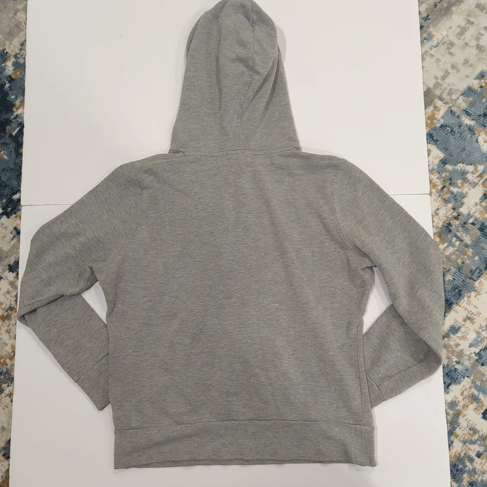 The North Face Heather Grey Hoodie Blue Logo - Women's Size Medium Classic Basic
